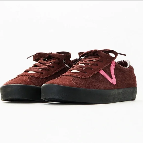 NEW VANS BURGUNDY PINK LOW LACE UP SNEAKERS - Picture 1 of 7